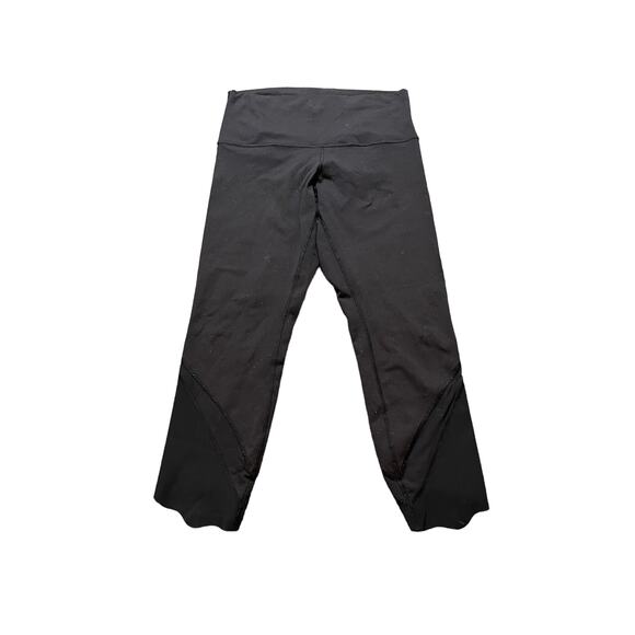 Lululemon leggings black scalloped end womens athletic size 8 - Picture 1 of 6